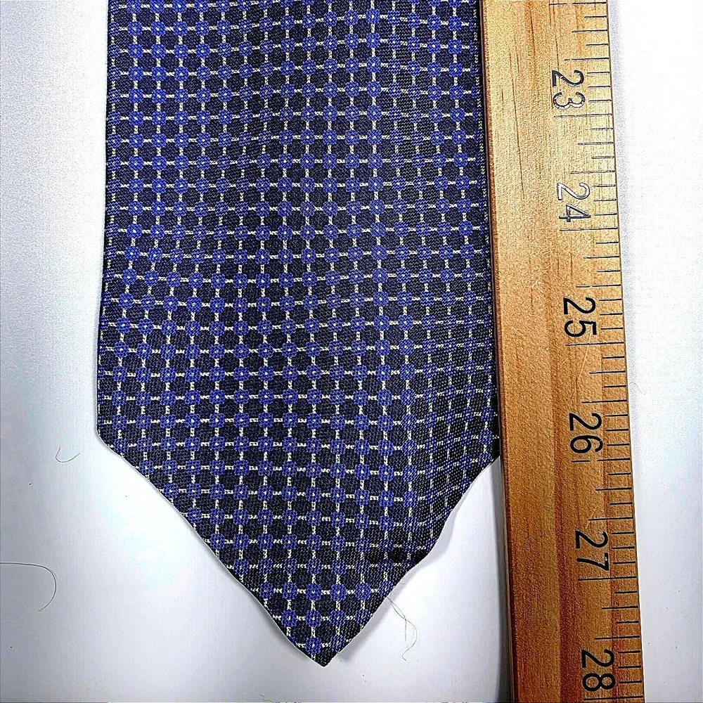 Lauren Ralph Lauren‎ Mens Silk Geometric Pattern Tie Blue White